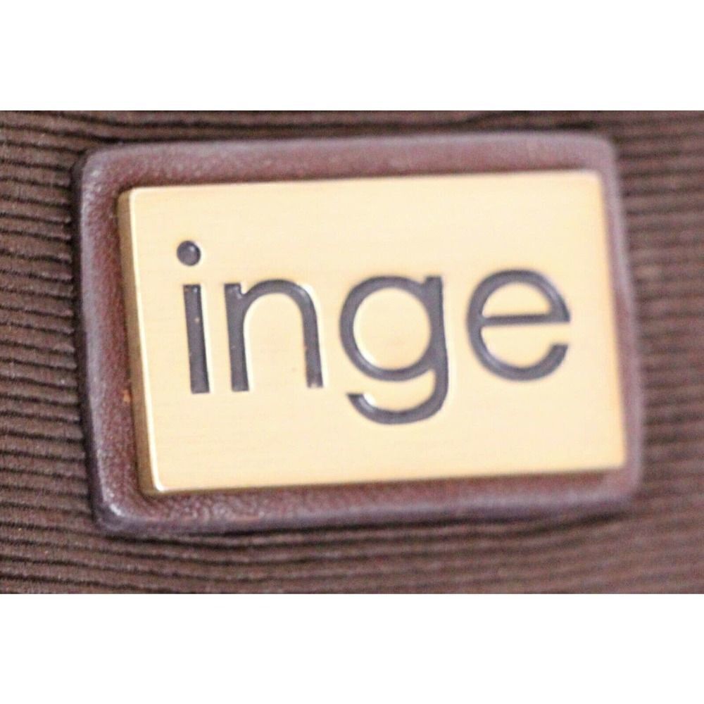 INGE PATCHWORK BROWN GENUINE LEATHER FRAME CHAIN HANDBAG SHOULDER BAG CLUTCH - Picture 10 of 10